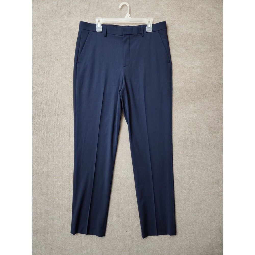 Express Slim Wool-Blend Washable Modern Tech Suit Pants Mens 36x34 Blue Dress